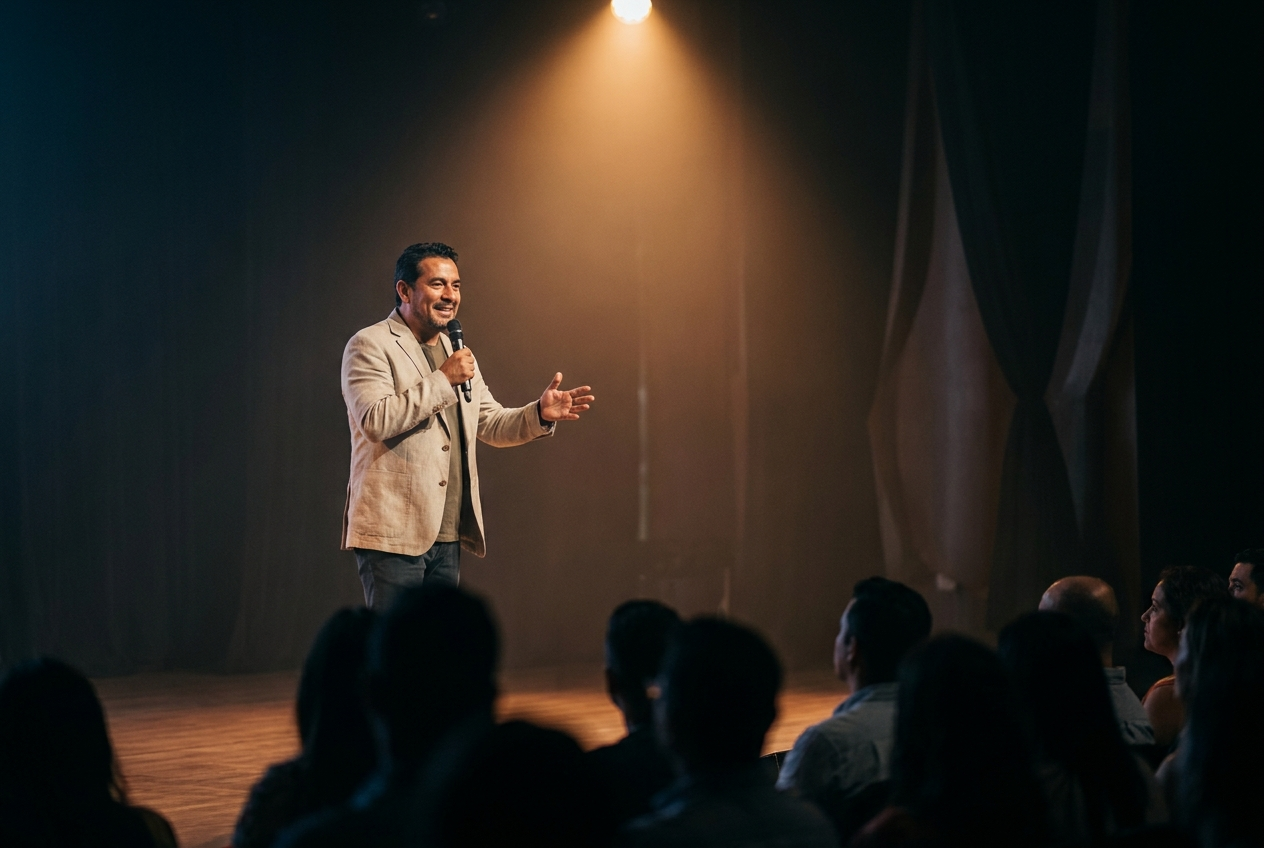 Charla en escenario — referencia